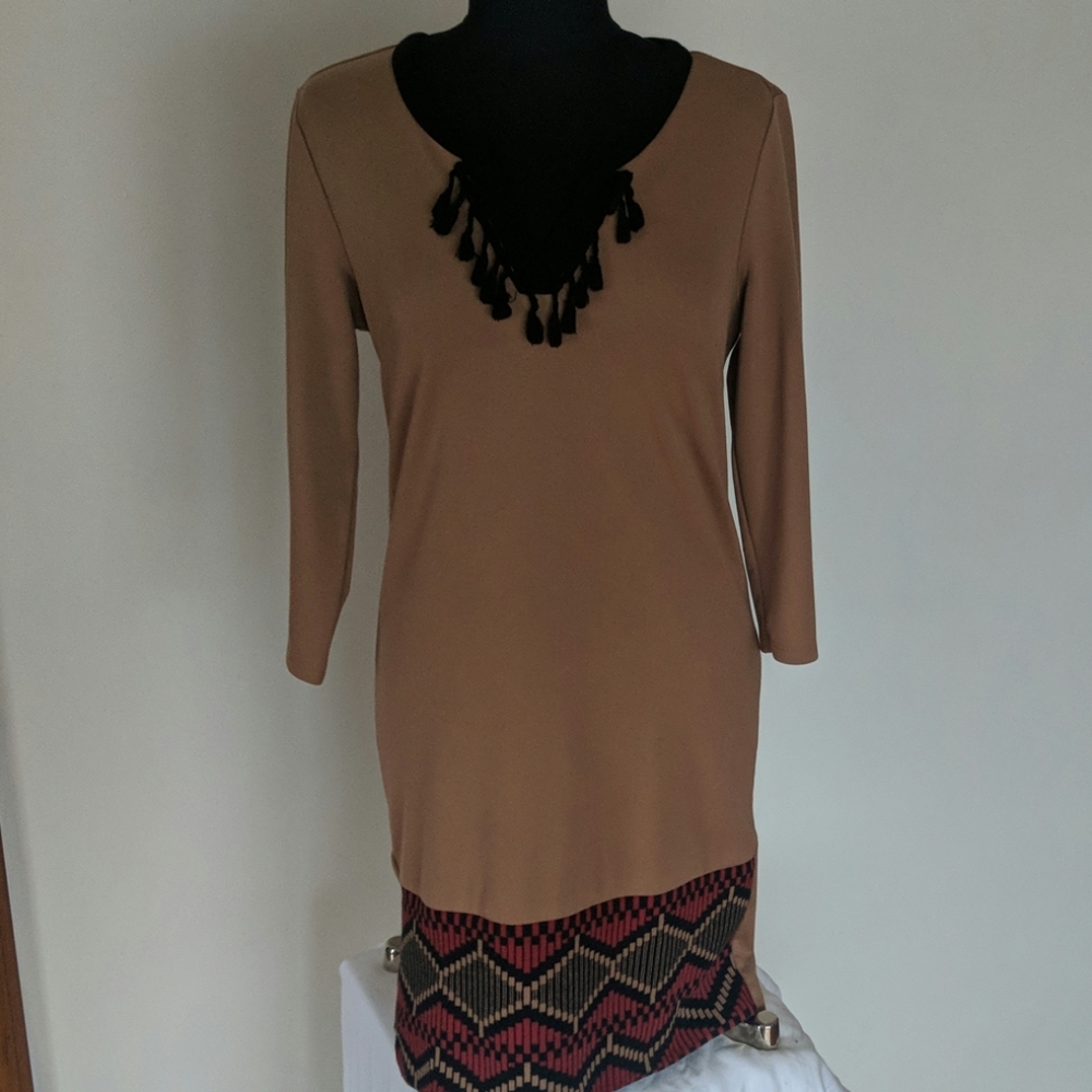 Tan Aztec Print Dress